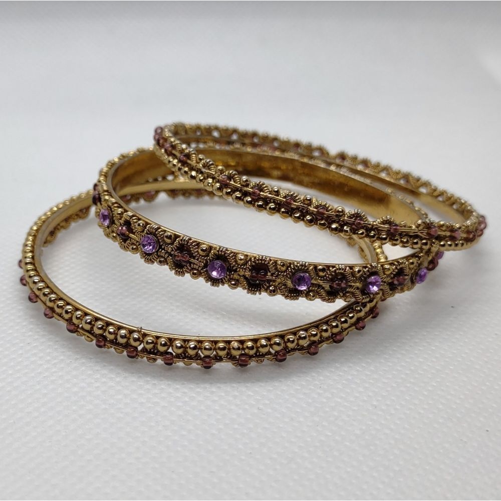 Purple & Gold Tone Bangles‎ Set of 3